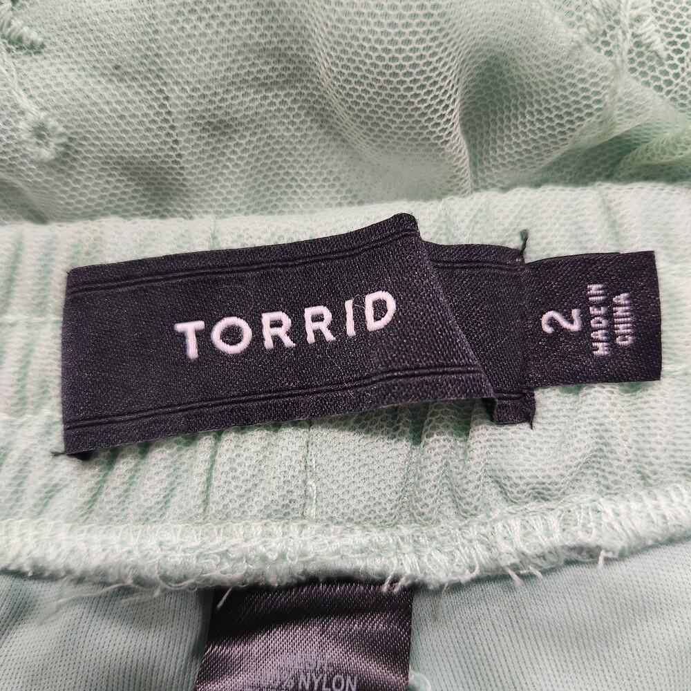 Torrid Women's Mint Green Embroidered Lined Mesh Shorts Size 2X - Picture 4 of 8
